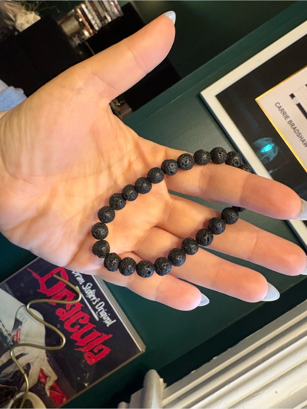 Black Lava Bead Stretch Bracelet